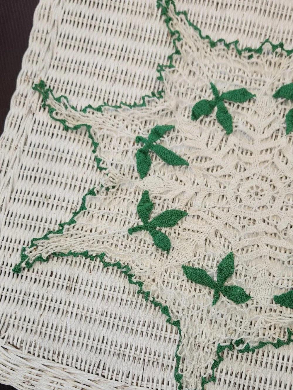 Handmade Crochet Star Doily With Leaves